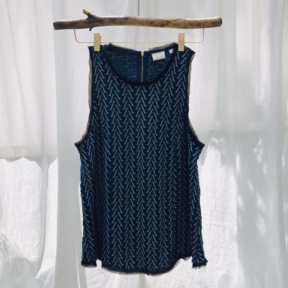 Blue pattern free people sleeveless top